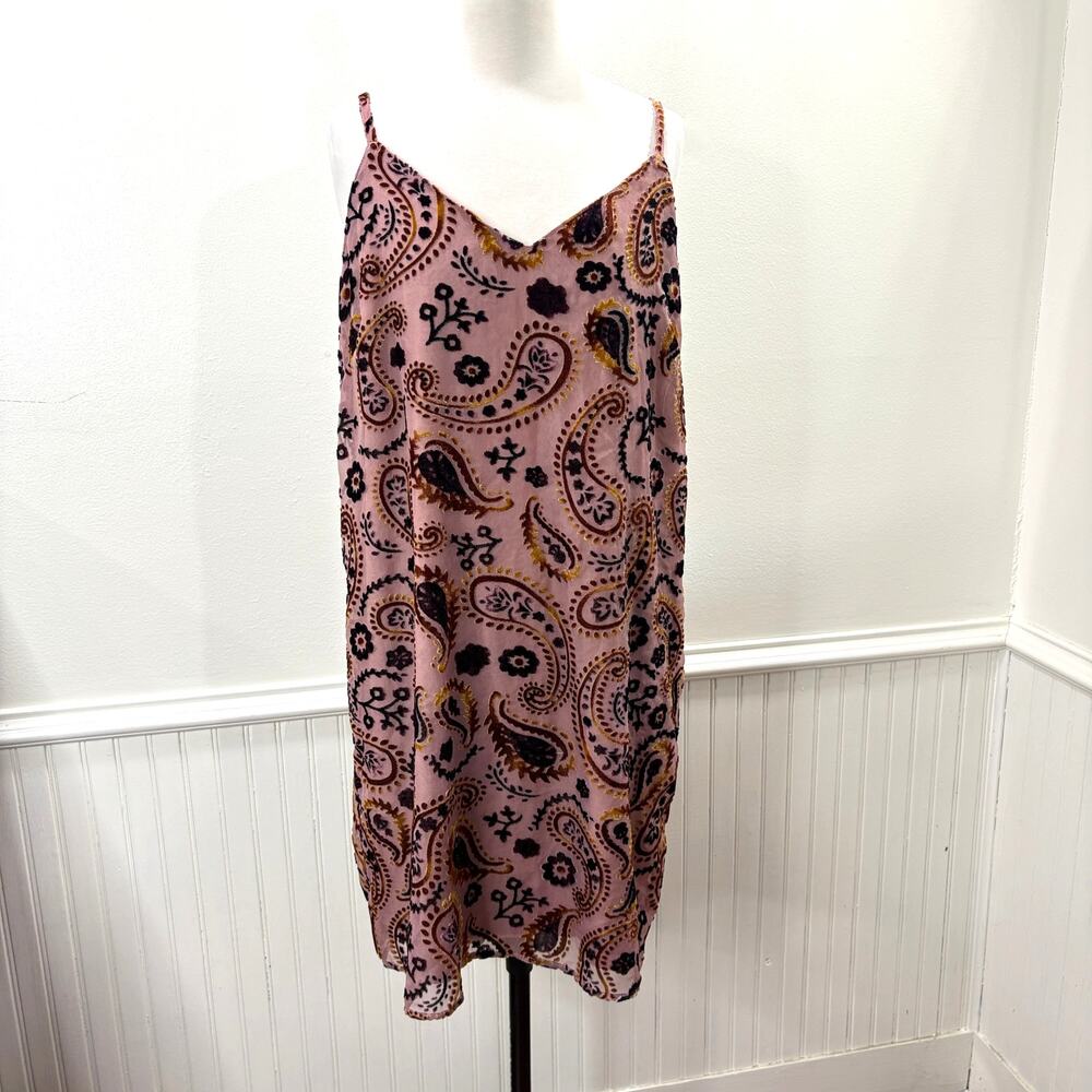 Japna Size L Slip Dress Velvet Burnout Fairy Goth Whimsigoth Boho Paisley Floral